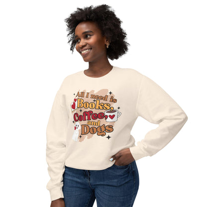 Books Coffee and Dogs Crewneck Sweatshirt