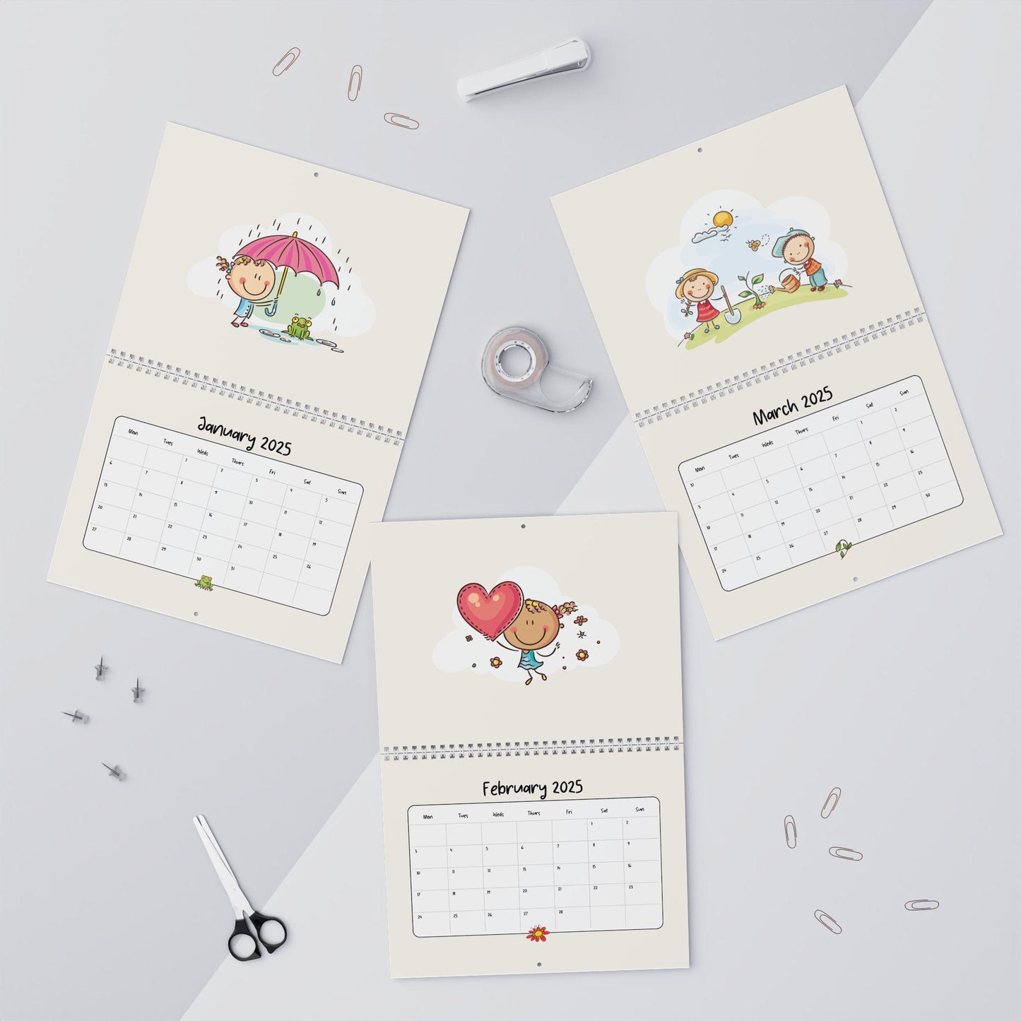 2025 Cute Kids Wall Calendar