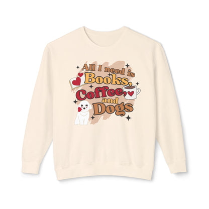 Books Coffee and Dogs Crewneck Sweatshirt