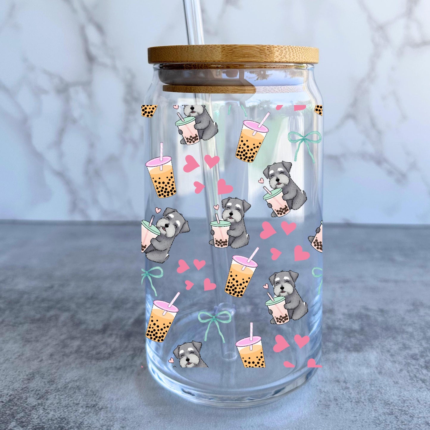 Schnauzer Boba Sipper Glass, 16oz