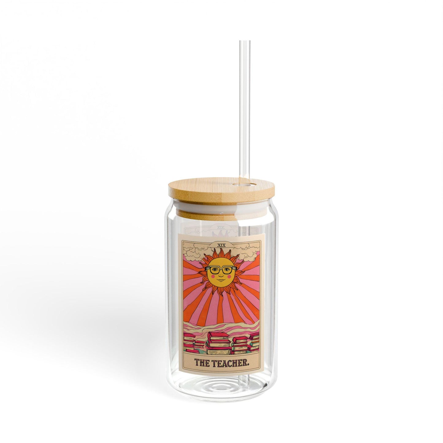 Teacher Tarot Card Sipper Glass Tumbler, 16oz