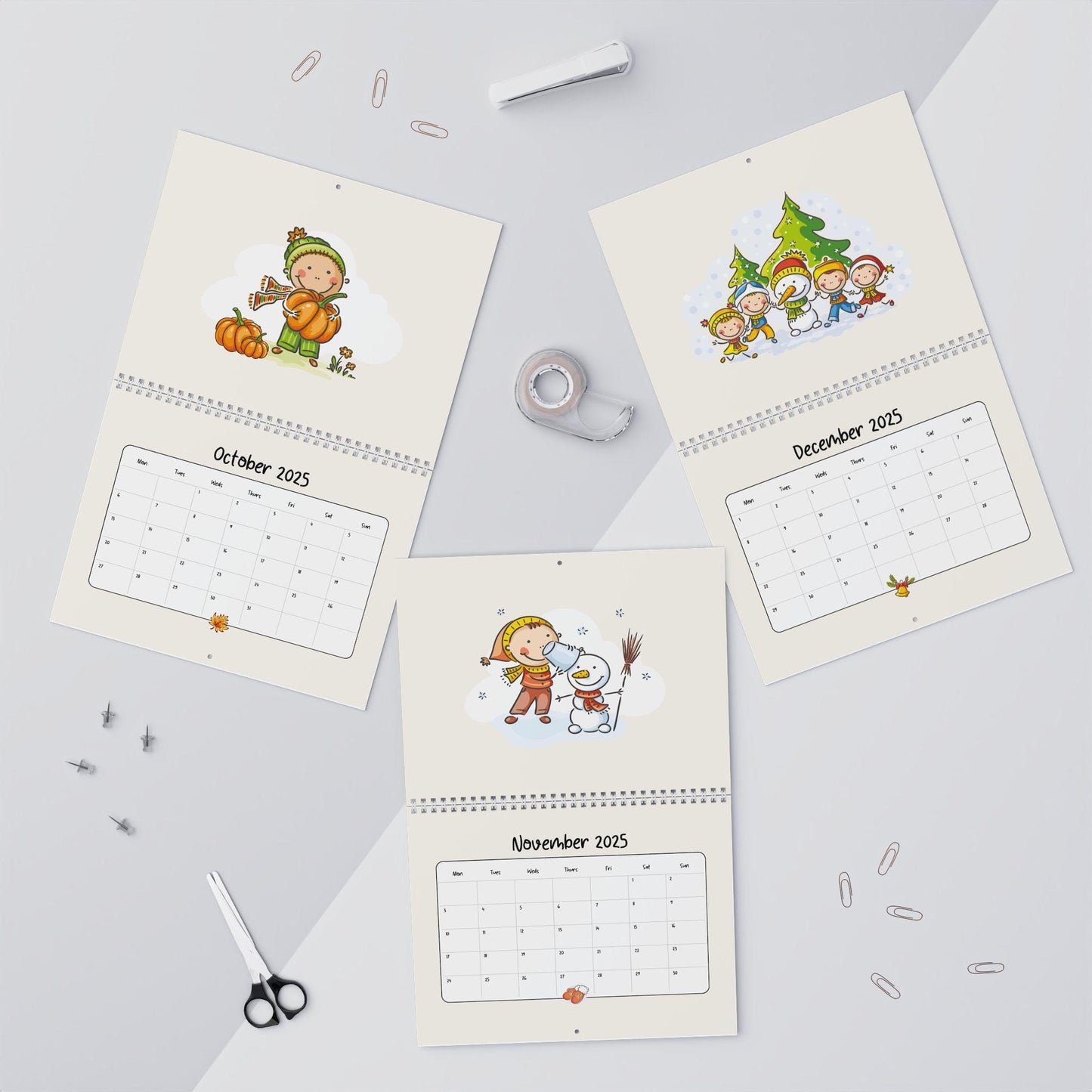 2025 Cute Kids Wall Calendar