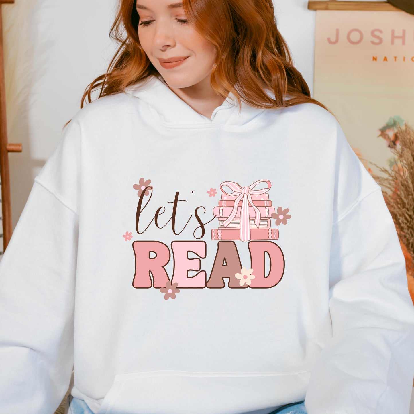 Let's Read Floral Hoodie