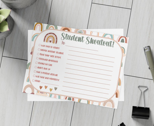 Boho Student Shoutout Note Cards