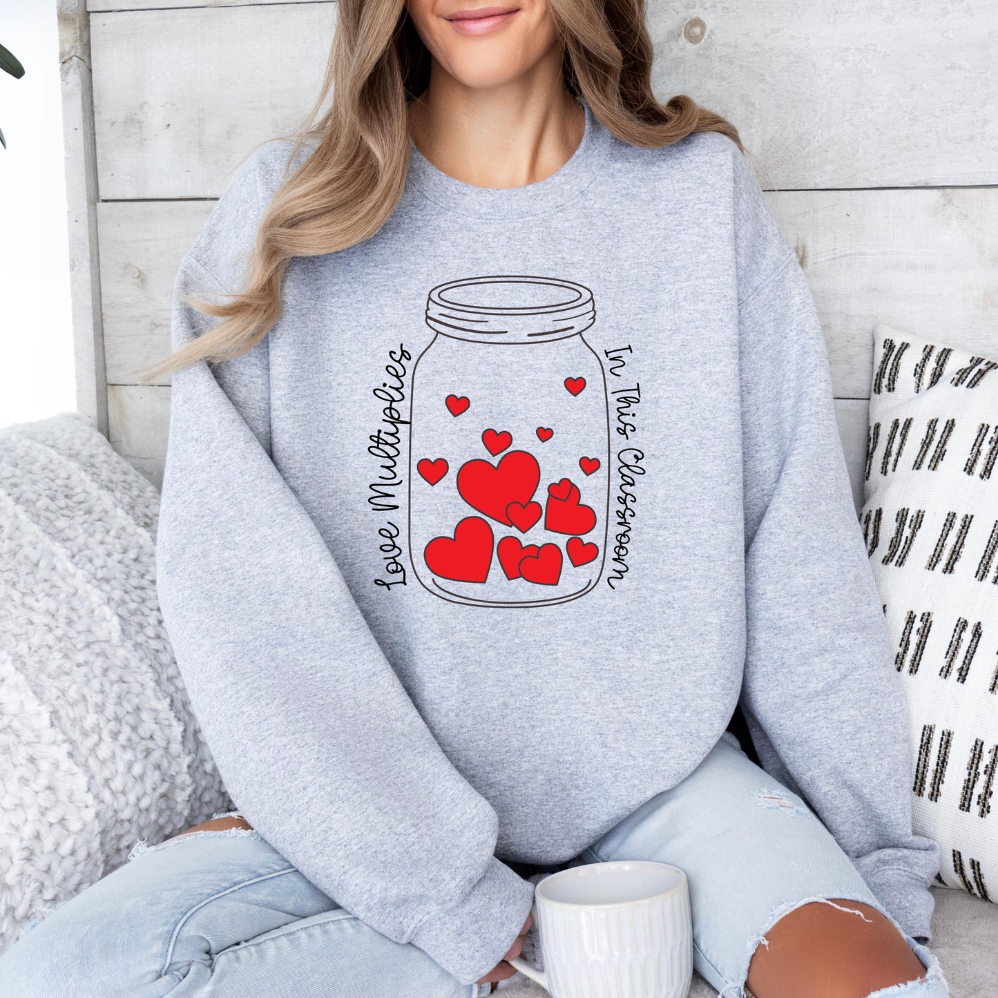 Love Multiplies in This Classroom Teacher Crewneck